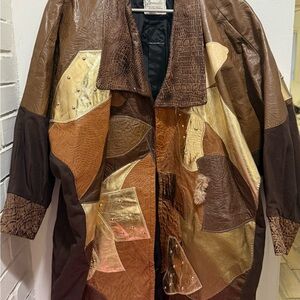 Domallo Multicolor Patchwork Leather Coat